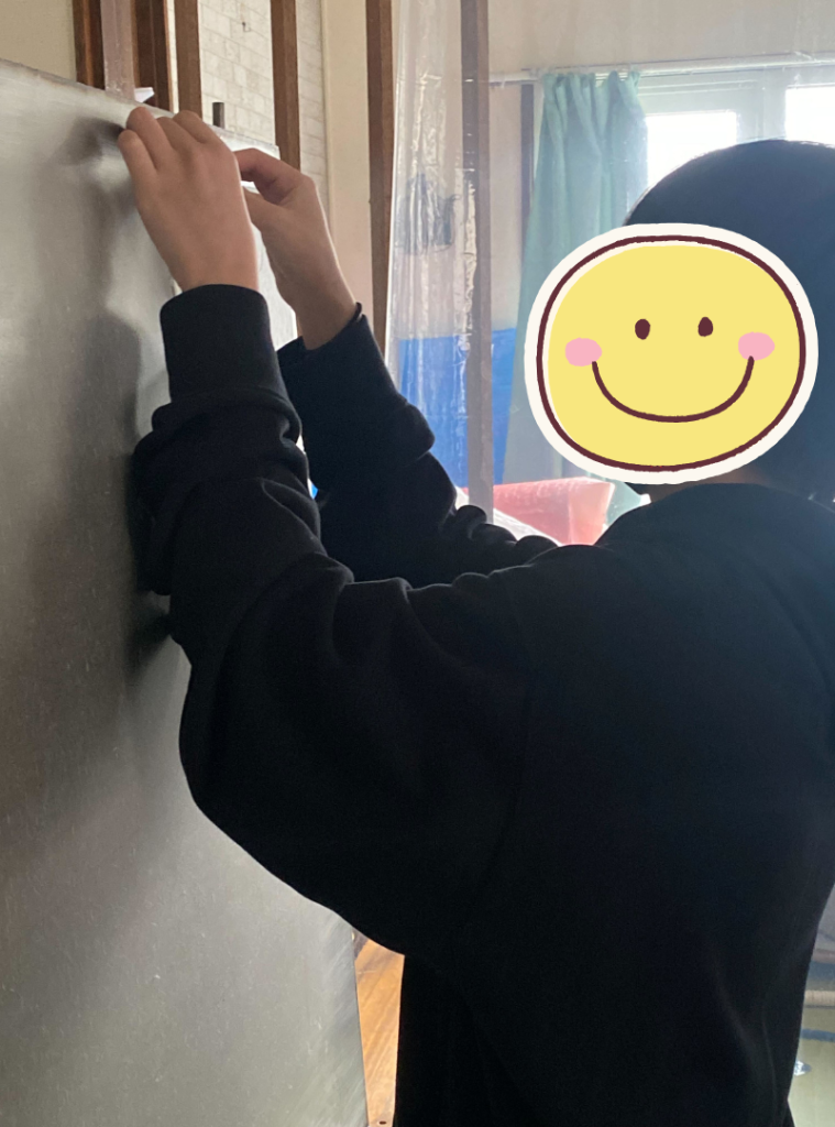 完成した和紙を乾かし中