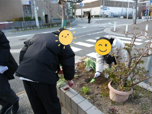 兵庫県にあるフリースクール、クラーク国際中等部芦屋キャンパスの園芸の授業の様子