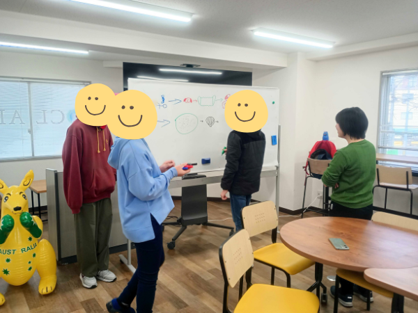 大阪にあるフリースクール、クラーク国際中等部大阪天王寺キャンパス、フリータイム、絵しりとり、