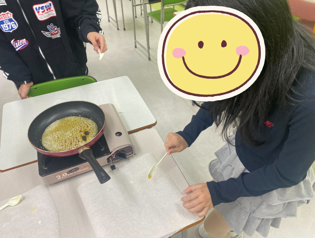 日本と食　砂糖の温度変化実験