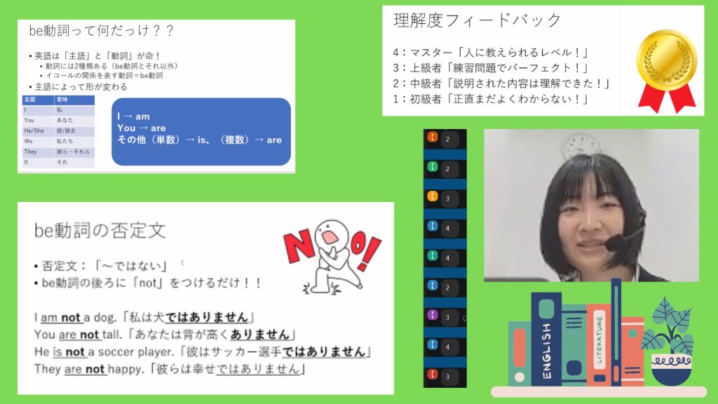 クラーク国際中等部スマートコースで行われている中学英語入門のオンライン授業の様子